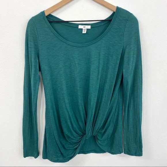 BP. Peacock Green Knot Front Long Sleeve T-shirt - Picture 6 of 6
